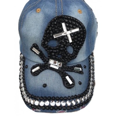 Denim Ball Cap with Skull & Rhinestones  Adjustable Size   Free Shipping  eb-93869279